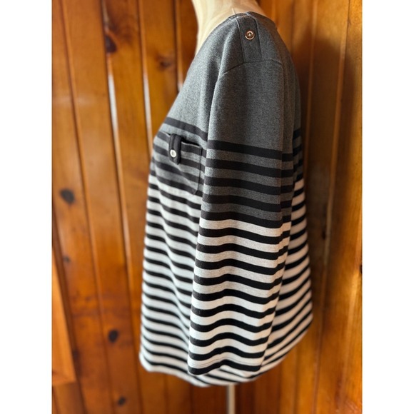 Karen Scott Sport Tunic Top Striped 3/4 Sleeve Shoulder Detail‎ 3X - Picture 4 of 5